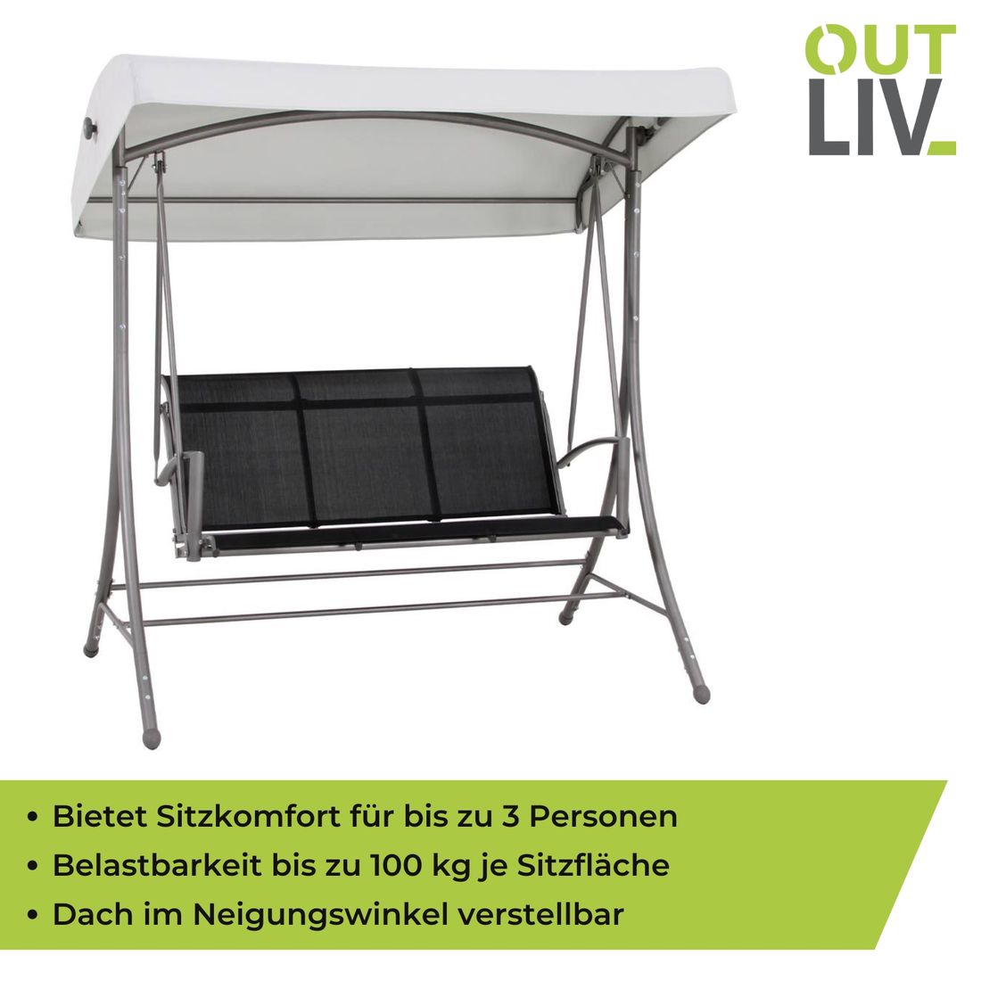 OUTLIV. Swing Hollywoodschaukel Stahl/Textilene