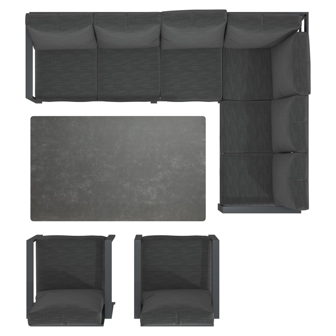 OUTLIV. Atlanta Low Dining Dininglounge Tisch 150x90cm Aluminium/Olefin