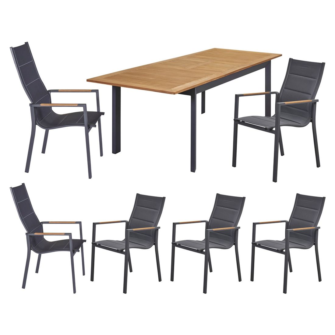 LC Garden Unicamo Gartenmöbel-Set L (6 Plätze) Tisch 180/240x90cm