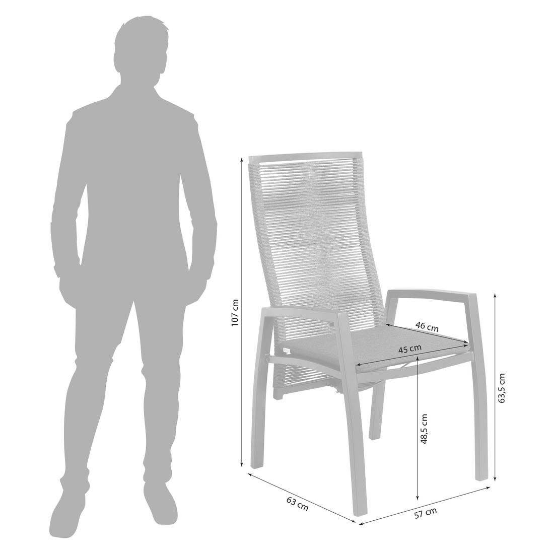 Interliving 7011 Gartensessel verstellbar Aluminium mit Sitzkissen