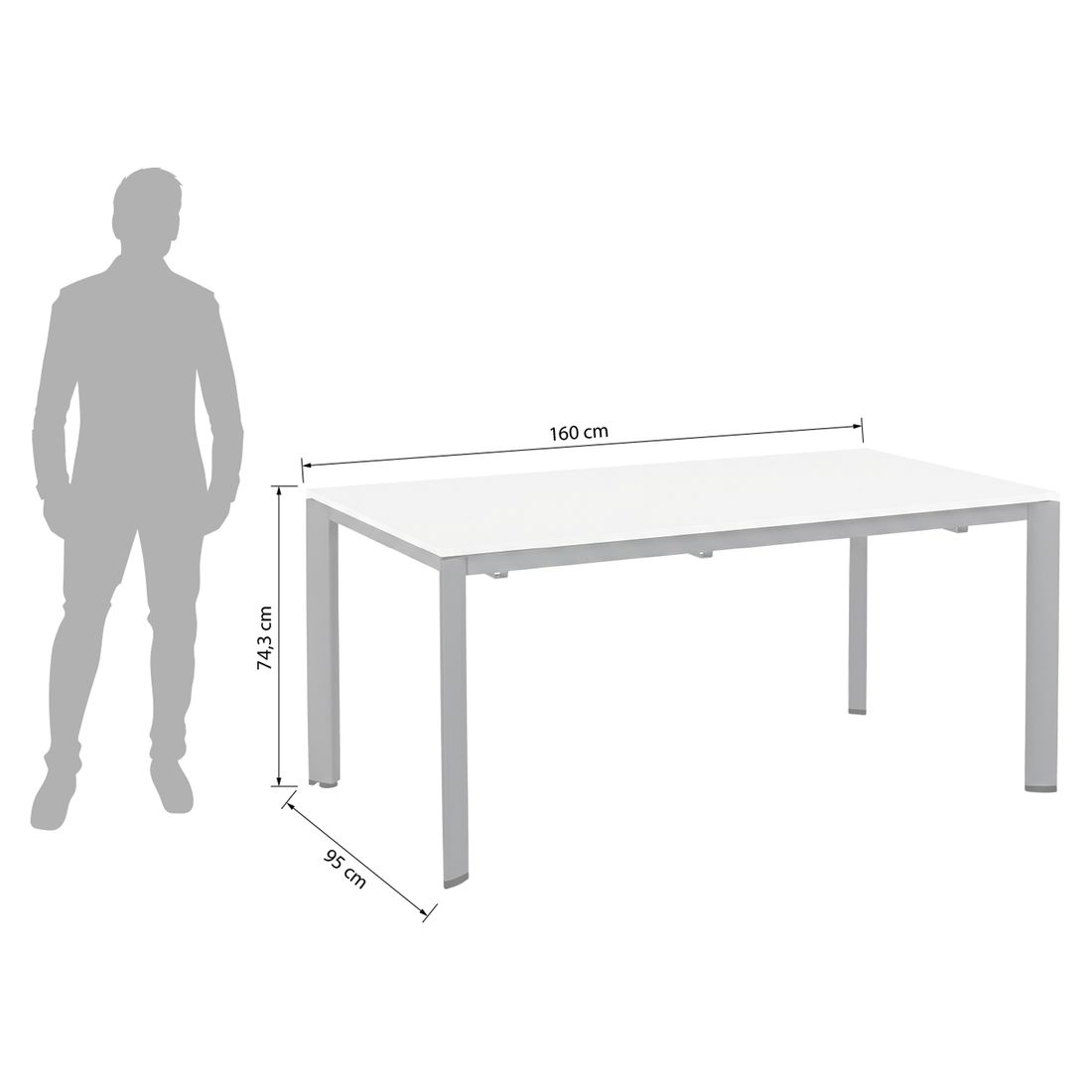 Kettler Edge Gartentisch 160x95cm Aluminium/Kettalux-Plus