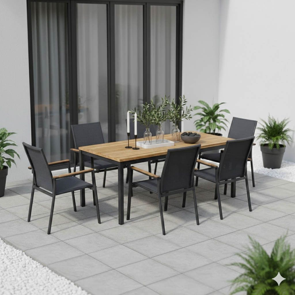 Zebra Fly Gartenmöbel-Set L (6 Plätze) mit OUTLIV. Tisch 220x100cm