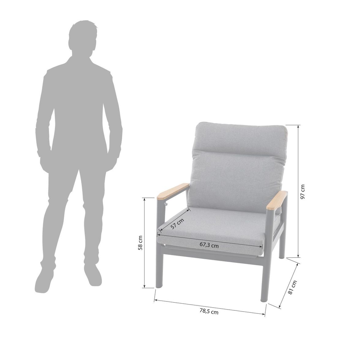 Siena Garden Cortina Loungeset verstellbar inkl. OUTLIV. Lifttisch Aluminium/Rope/Polypropylen