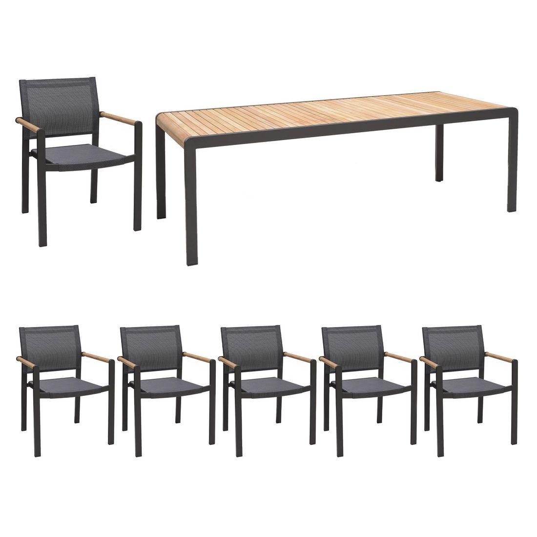 LifestyleGarden Amber Gartenmöbel-Set L (6 Plätze) Tisch 221x95cm