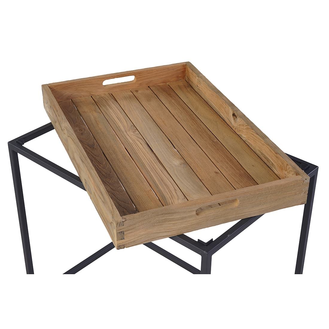 OUTLIV. Tray Beistelltisch 60x40cm Stahl/Teak Recycelt