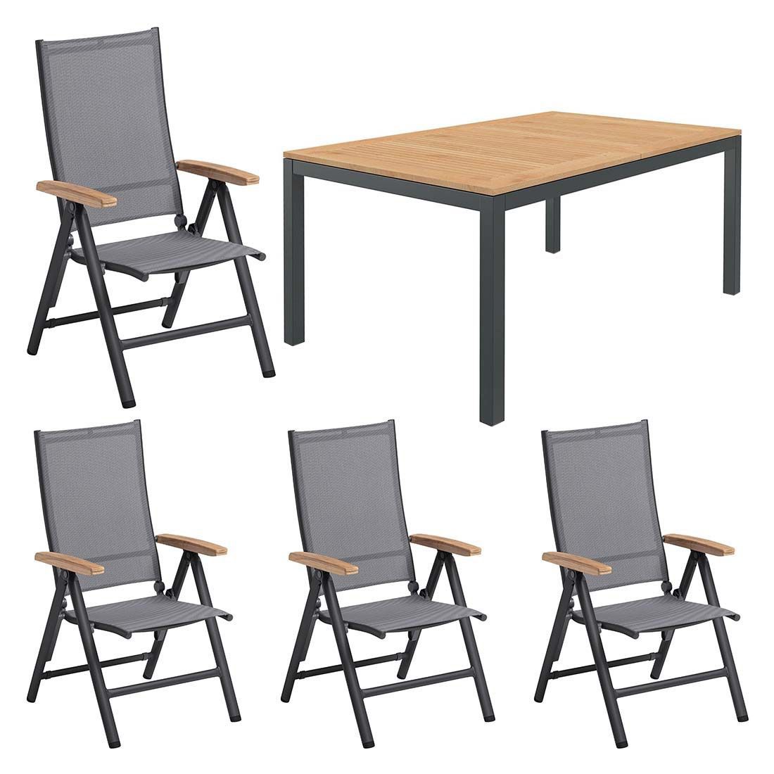 Kettler Cirrus Gartenmöbel-Set M verstellbar (4 Plätze) mit OUTLIV. Tisch 150/210x90cm