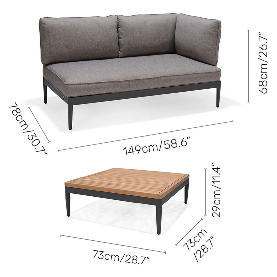 LifestyleGarden Topaz Loungeset inkl. Loungetisch Aluminium/Olefin