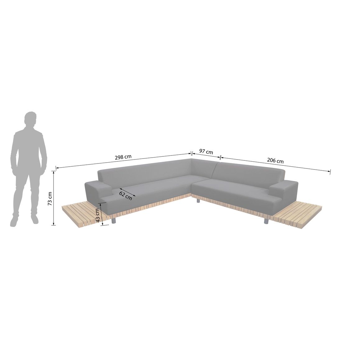 LC Garden Sunbay Ecklounge Teak/Sunbrella