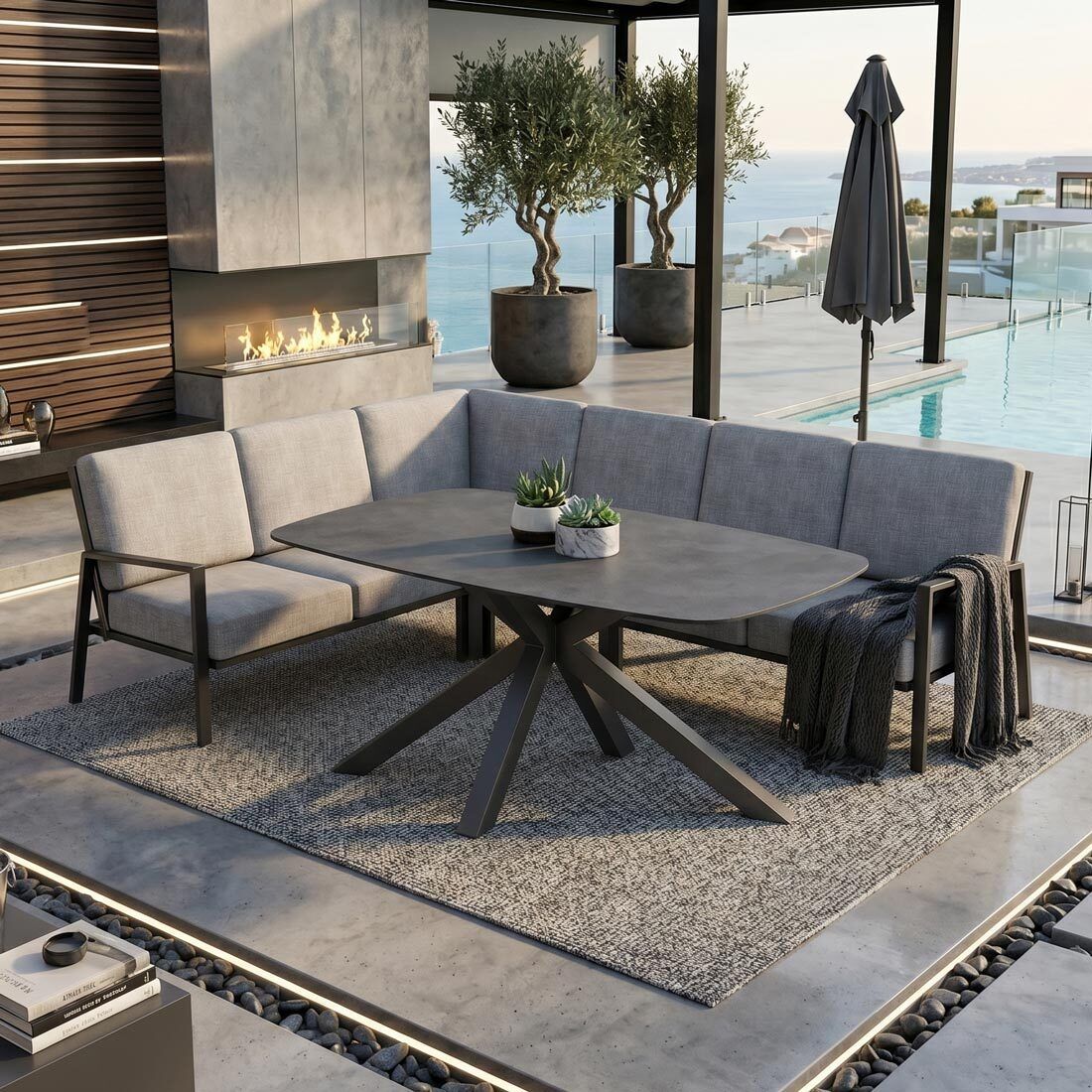 Kettler Zenith Dininglounge Tisch 180x100cm Aluminium/Olefin