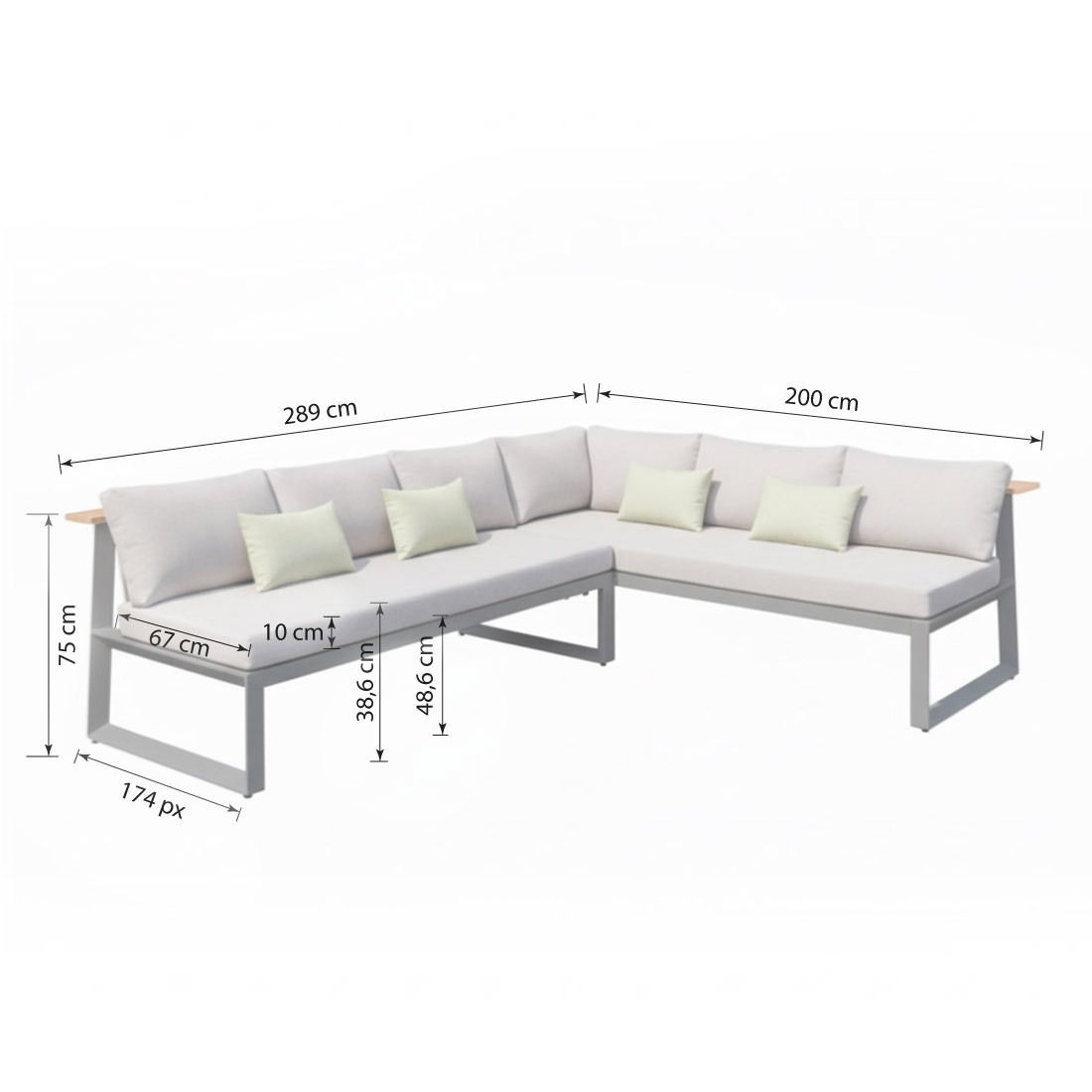 LifestyleGarden Jimmy Dininglounge Tisch 216x99cm Aluminium/Olefin