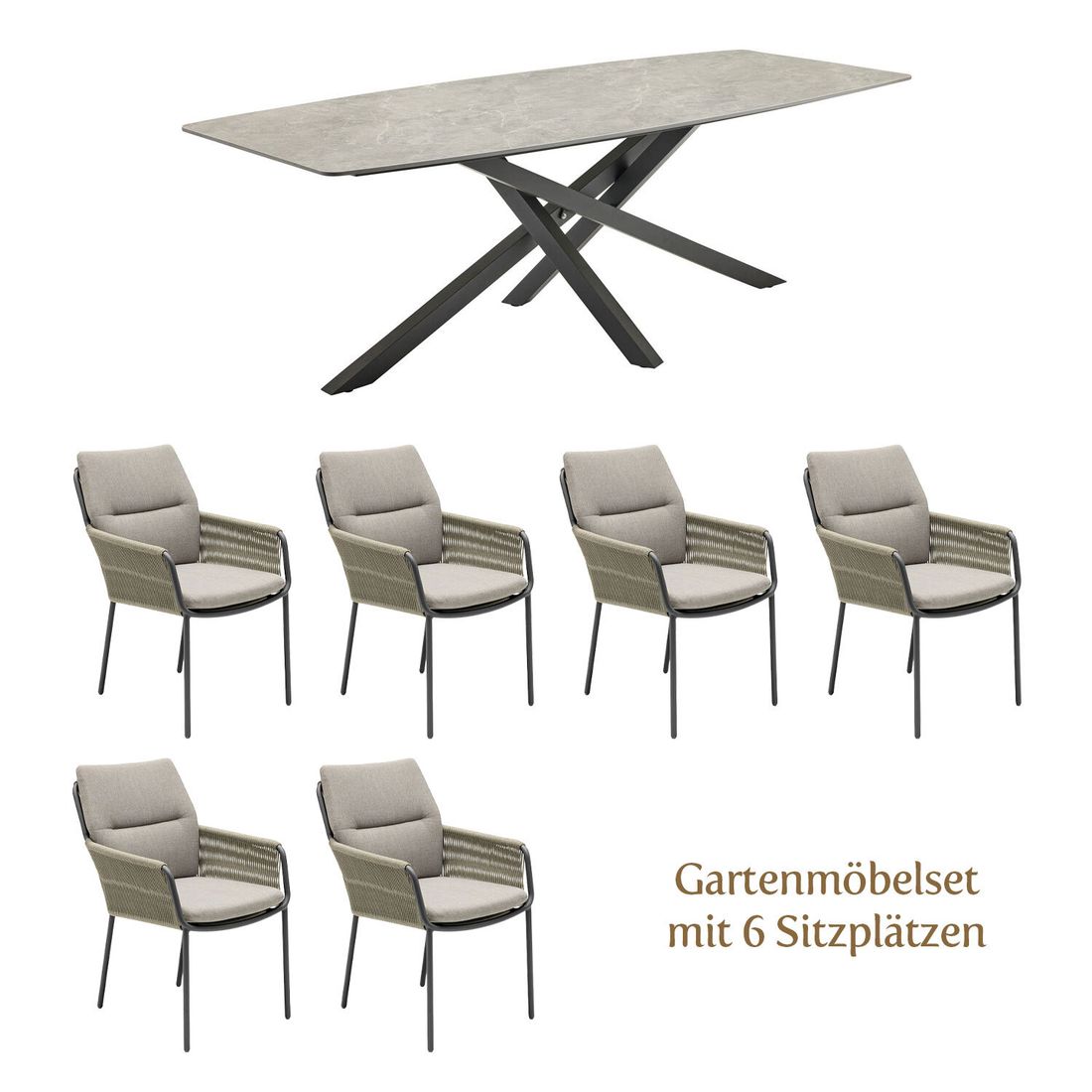 LC Garden Como Gartenmöbel-Set L (6 Plätze) Tisch 200x100cm