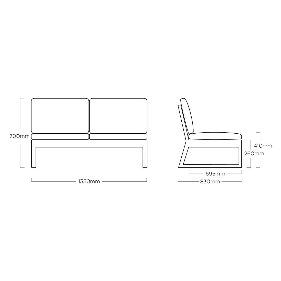 Kettler Ocean Skid Platform Loungebank Aluminium/Agora