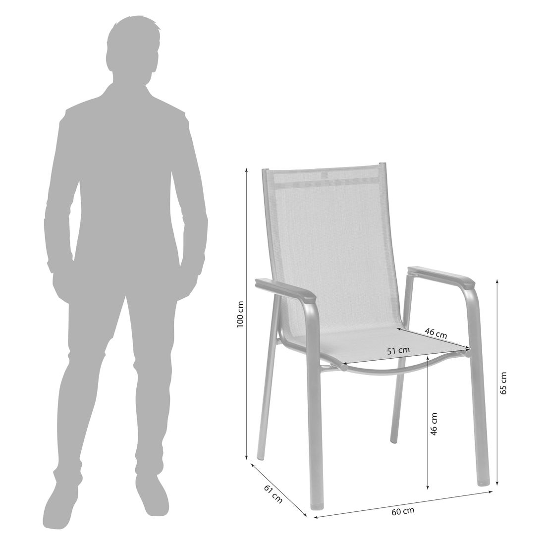 Kettler Cirrus Silver-Line Stapelsessel Aluminium/Outdoorgewebe