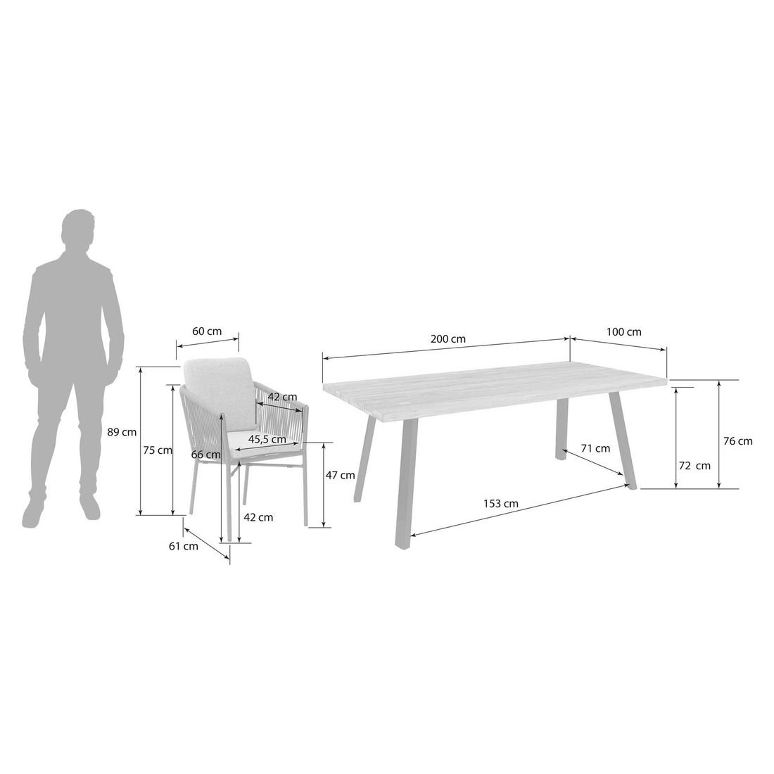 OUTLIV. Ohio Gartenmöbel-Set L (6 Plätze) Tisch 200x100cm