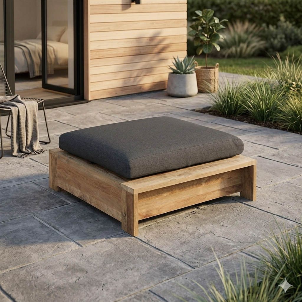 OUTLIV. Castello Loungehocker Teak recycelt/Sunproof