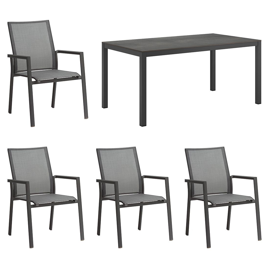 Zebra Fly Gartenmöbel-Set M (4 Plätze) mit OUTLIV. Tisch 160x90cm