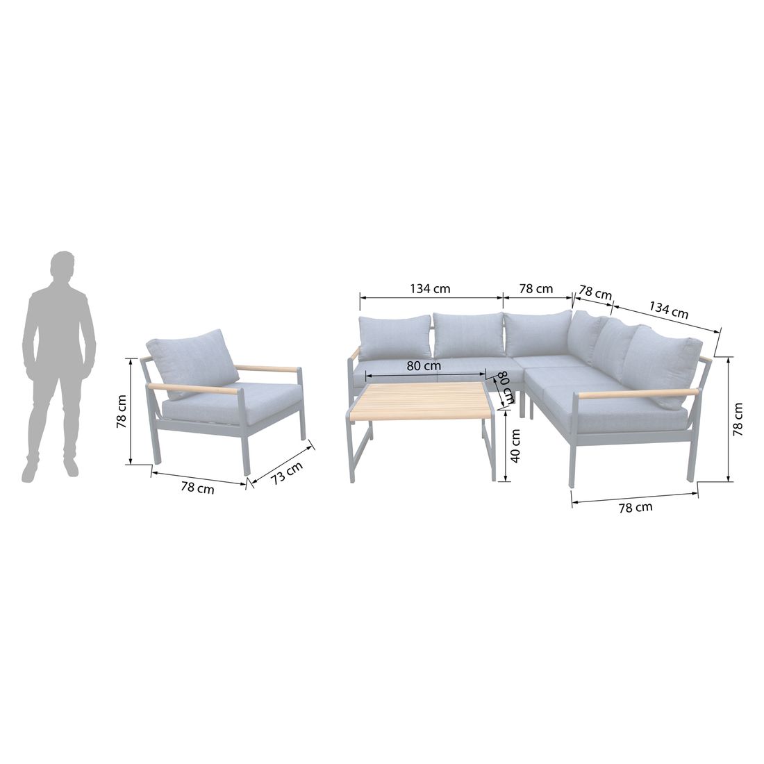 OUTLIV. Sina Ecklounge Aluminium/Kunstfaser