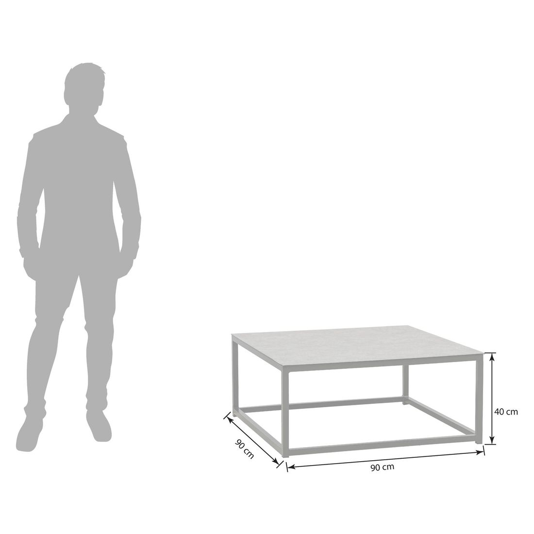 OUTLIV. Miami Loungetisch 90x90cm Aluminium/Glaskeramik