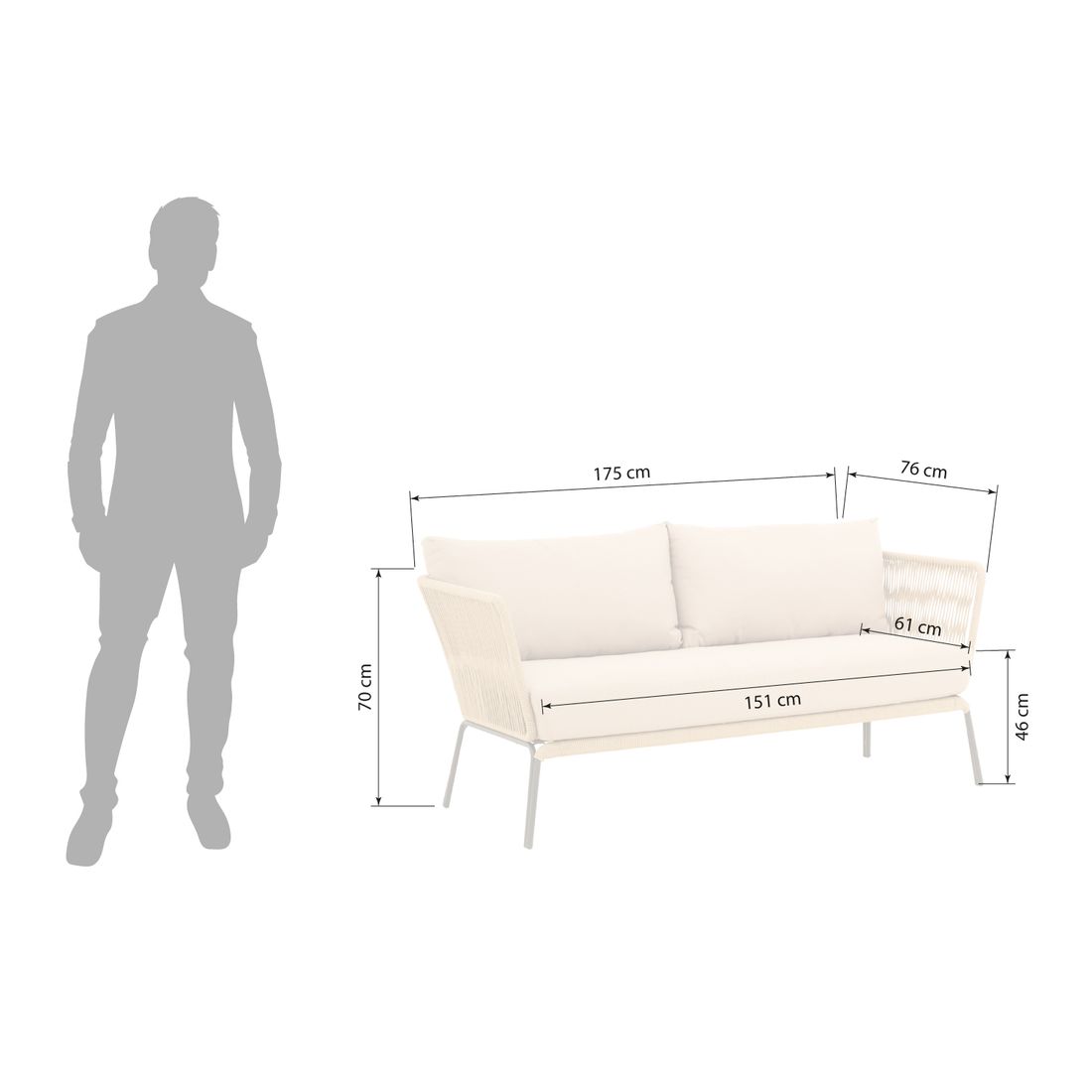 Cosmic Collection Lion Gartenloungesofa Stahl/Rope/Polyester