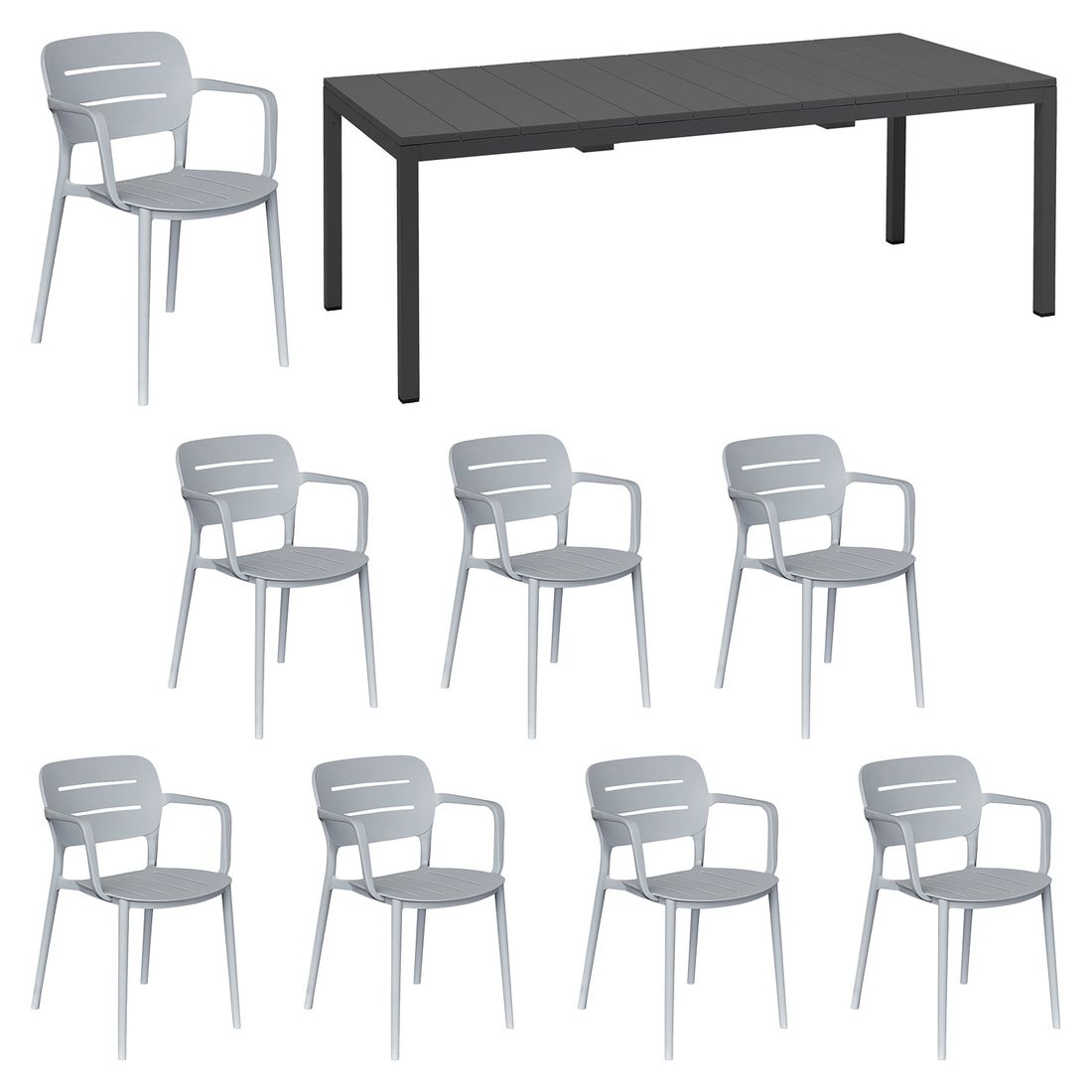 OUTLIV. Vivien Gartenmöbel-Set XL (8 Plätze) mit Nardi Tisch 210/280x100cm