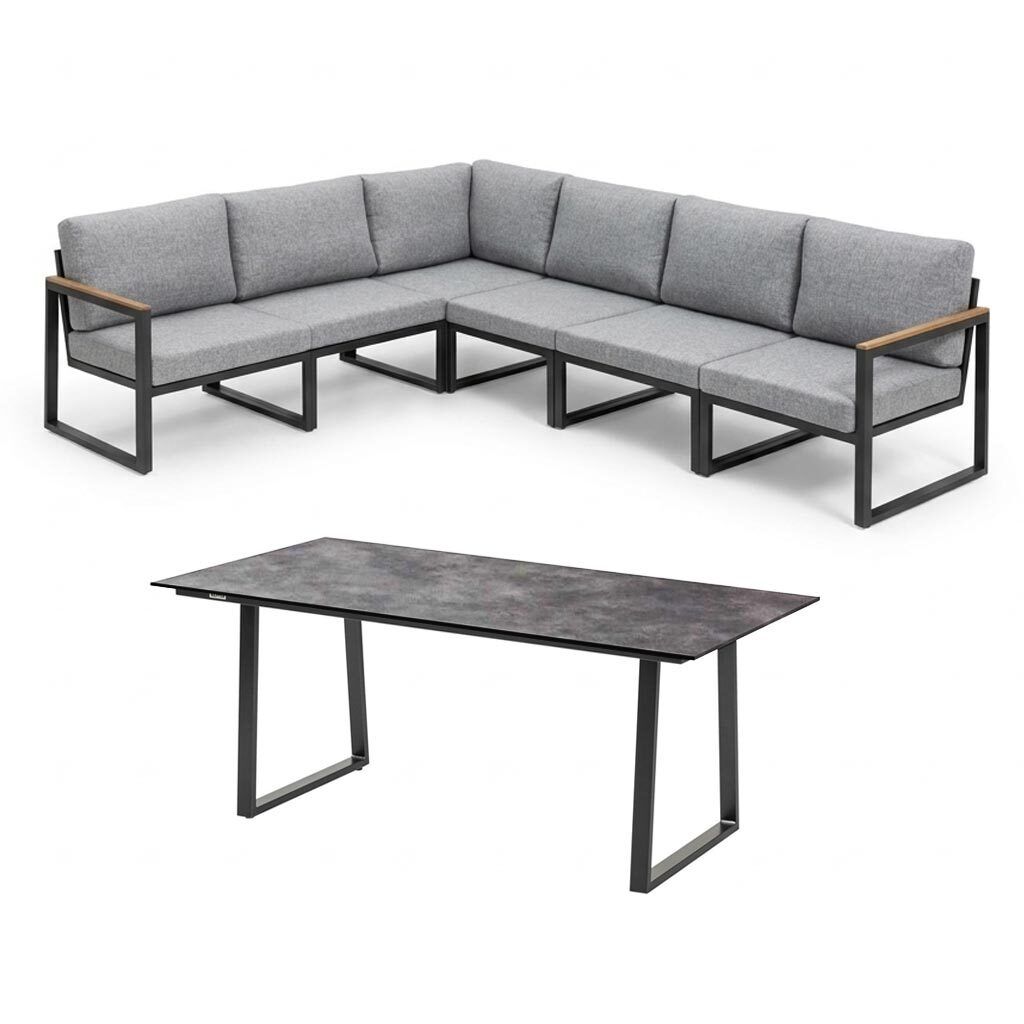 Kettler Ocean Skid Dininglounge Tisch 160x95cm Aluminium/Olefin