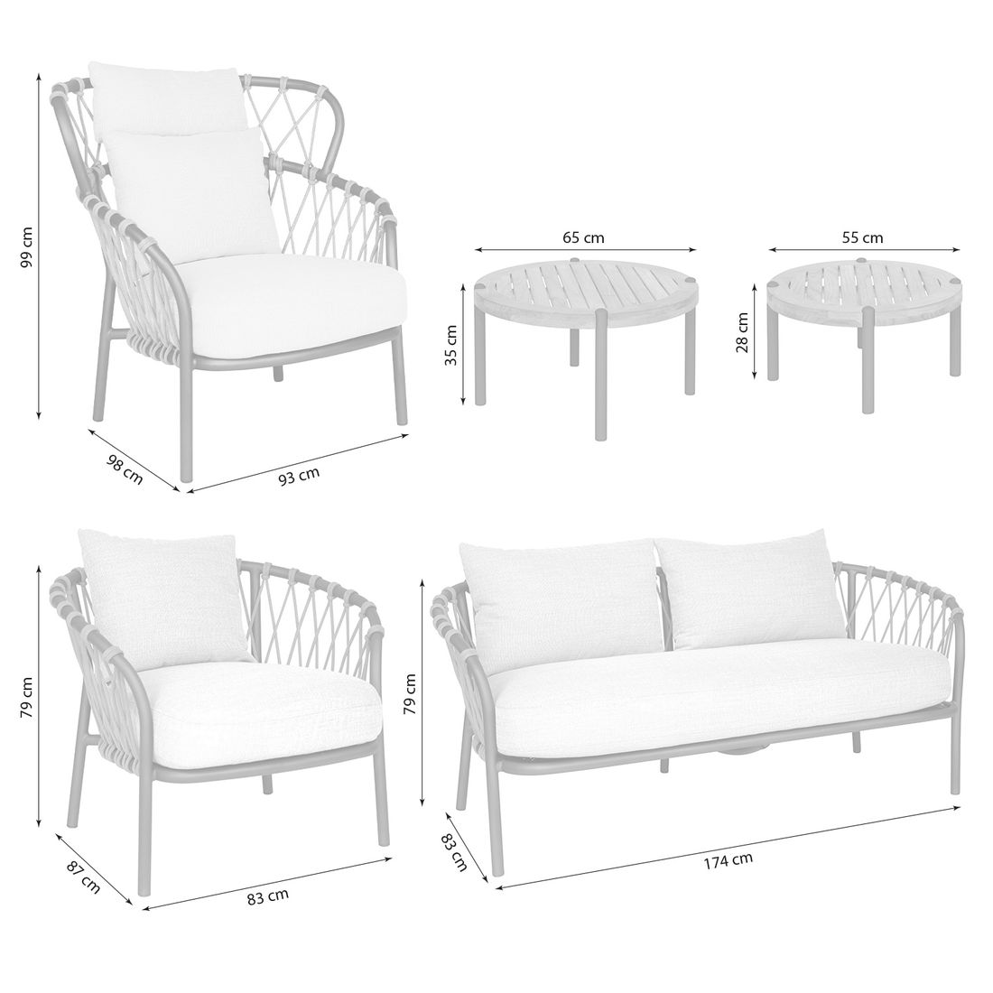 Stern Klea Loungeset inkl. Loungetisch Aluminium/Rope/Sunbrella
