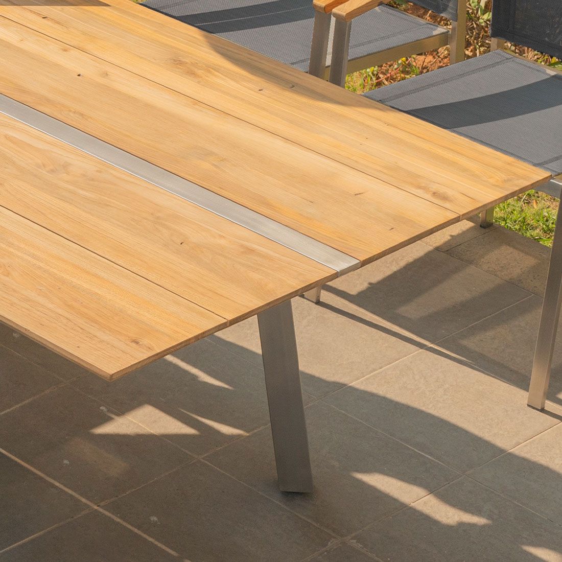 Zebra Linax Ausziehtisch 220/280x100cm Edelstahl/Teak
