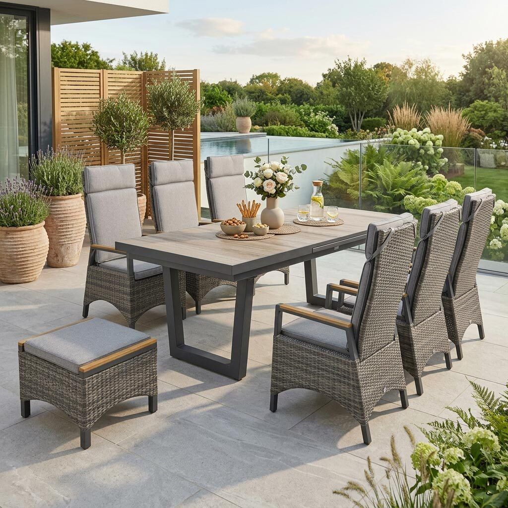LC Garden Keramo Gartenmöbel-Set L (6 Plätze) Tisch 200/260x100cm