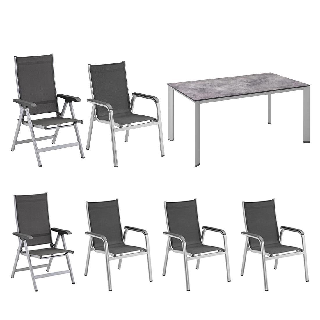 Kettler Basic Plus Gartenmöbel-Set L (6 Plätze) Tisch 180x95cm