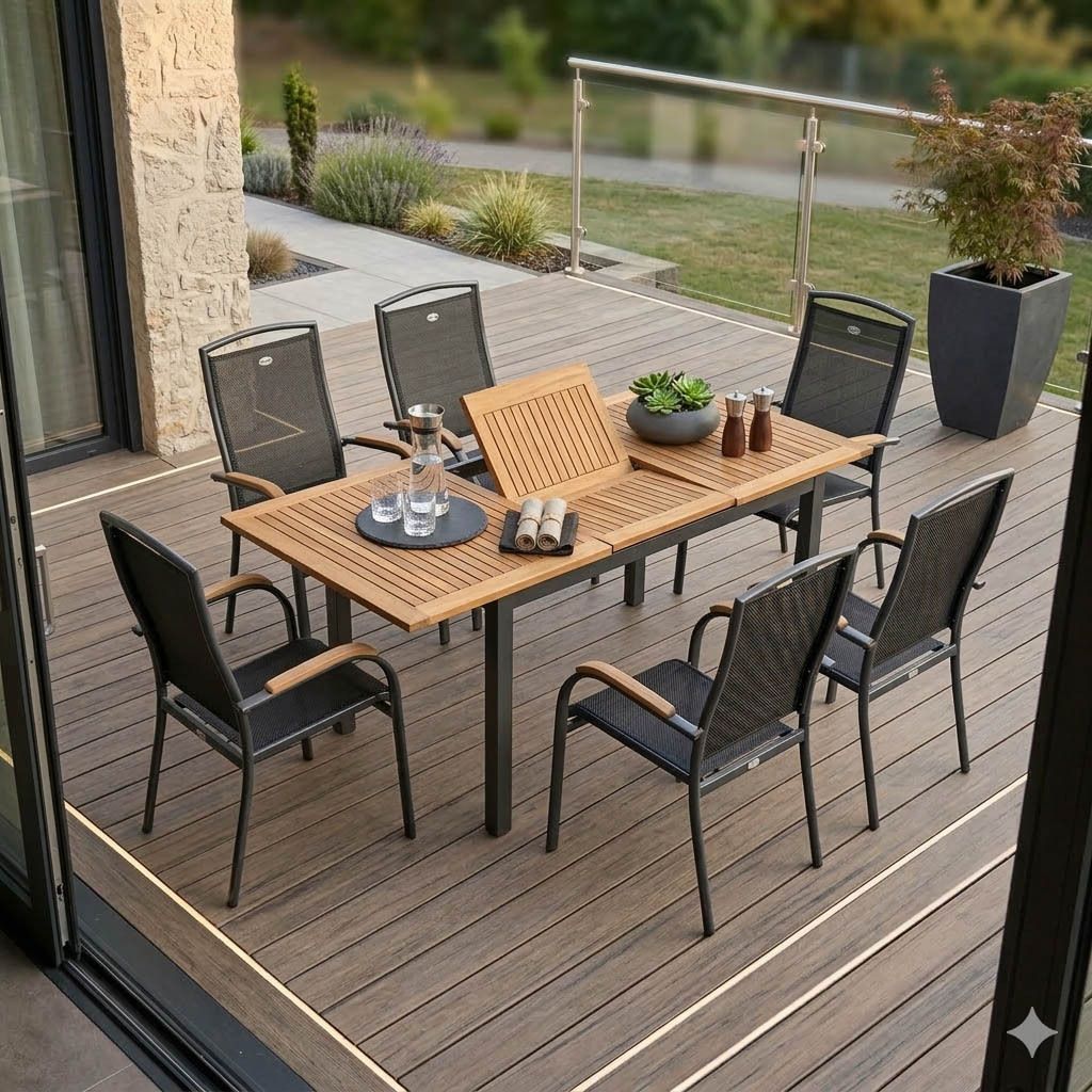 Hartman Raffaelo Gartenmöbel-Set L (6 Plätze) Tisch 150/210x90cm