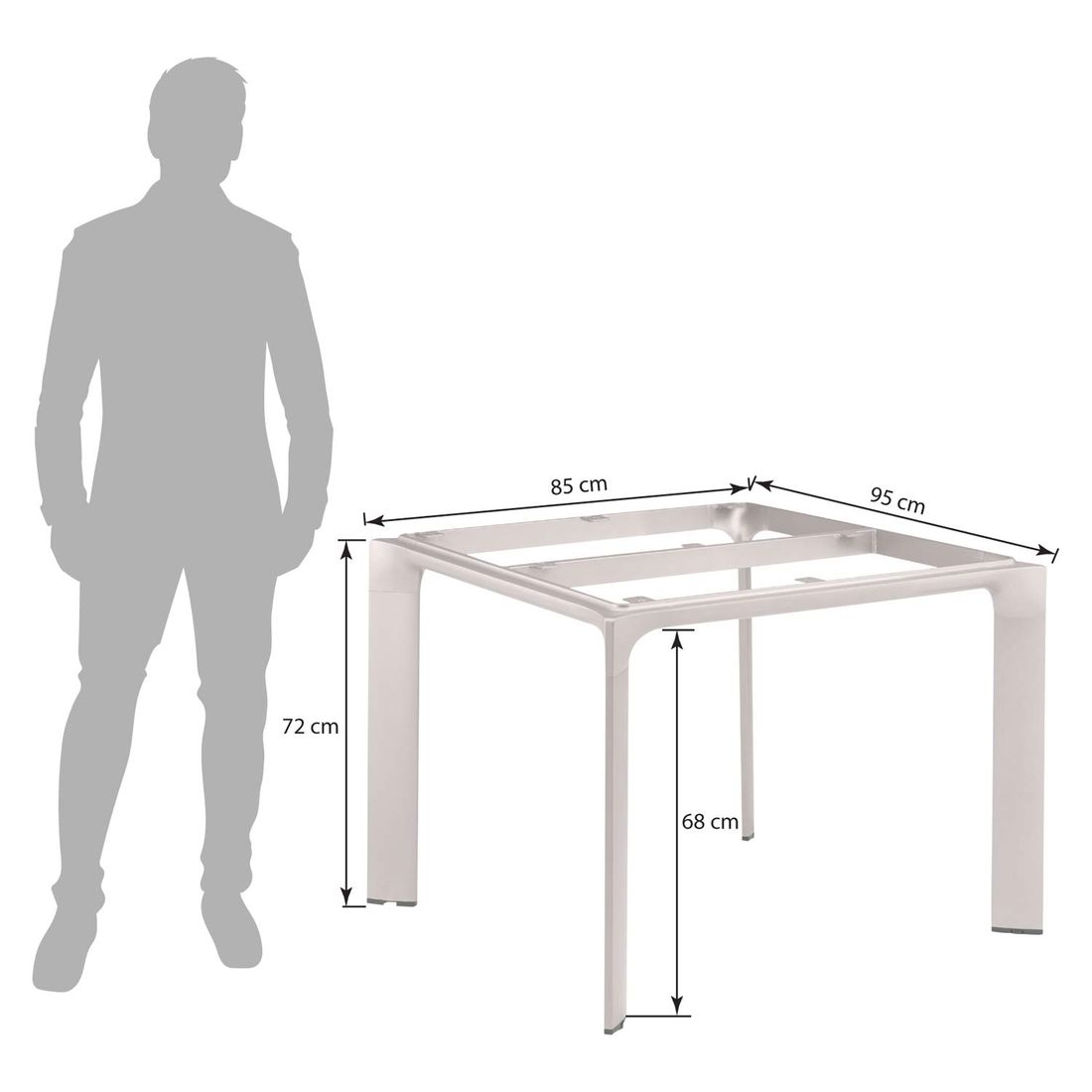 Kettler Diamond Gartentisch-Gestell 95x95cm Aluminium