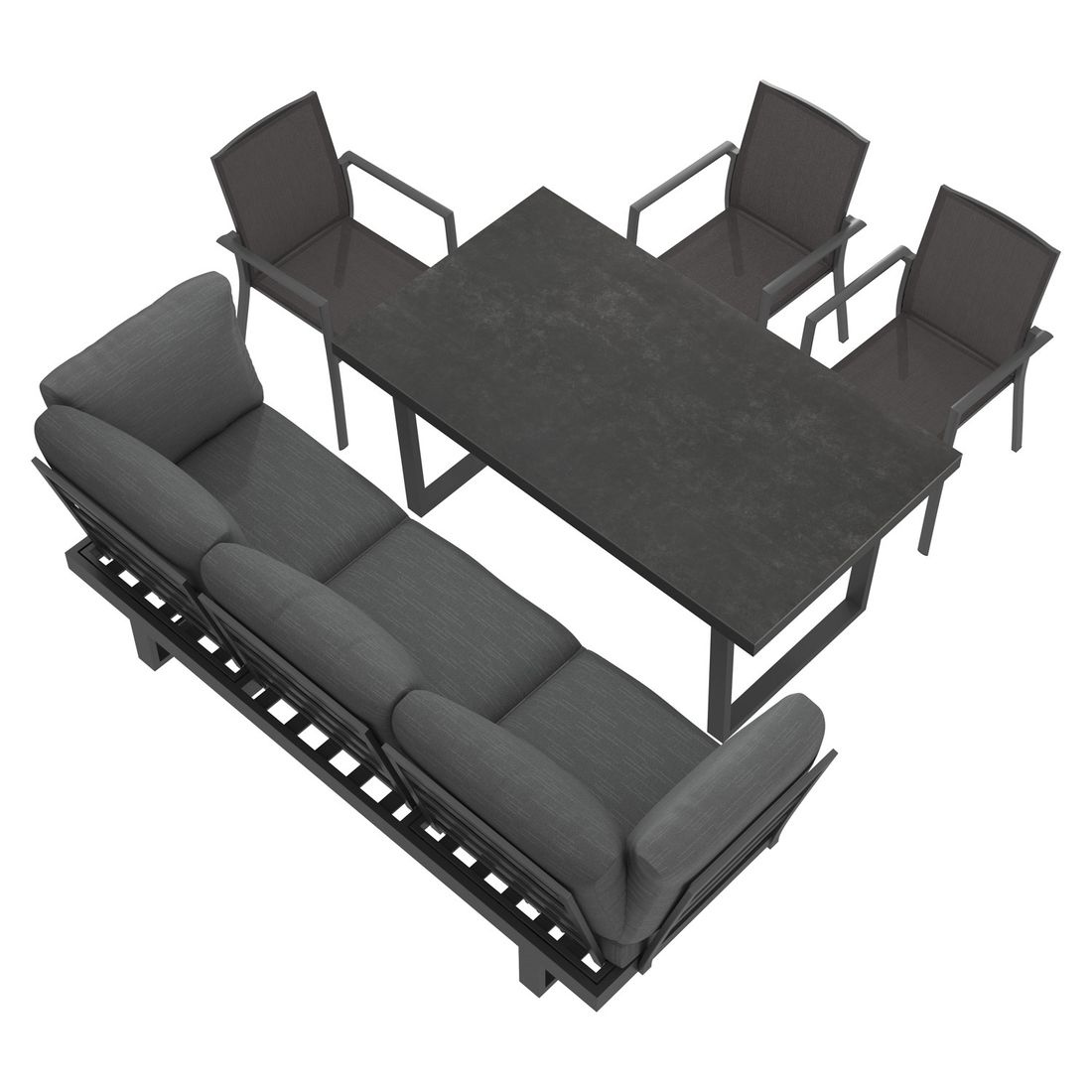 OUTLIV. Atlanta Gartenmöbel-Set L (6 Plätze) verstellbar Tisch 160x90cm