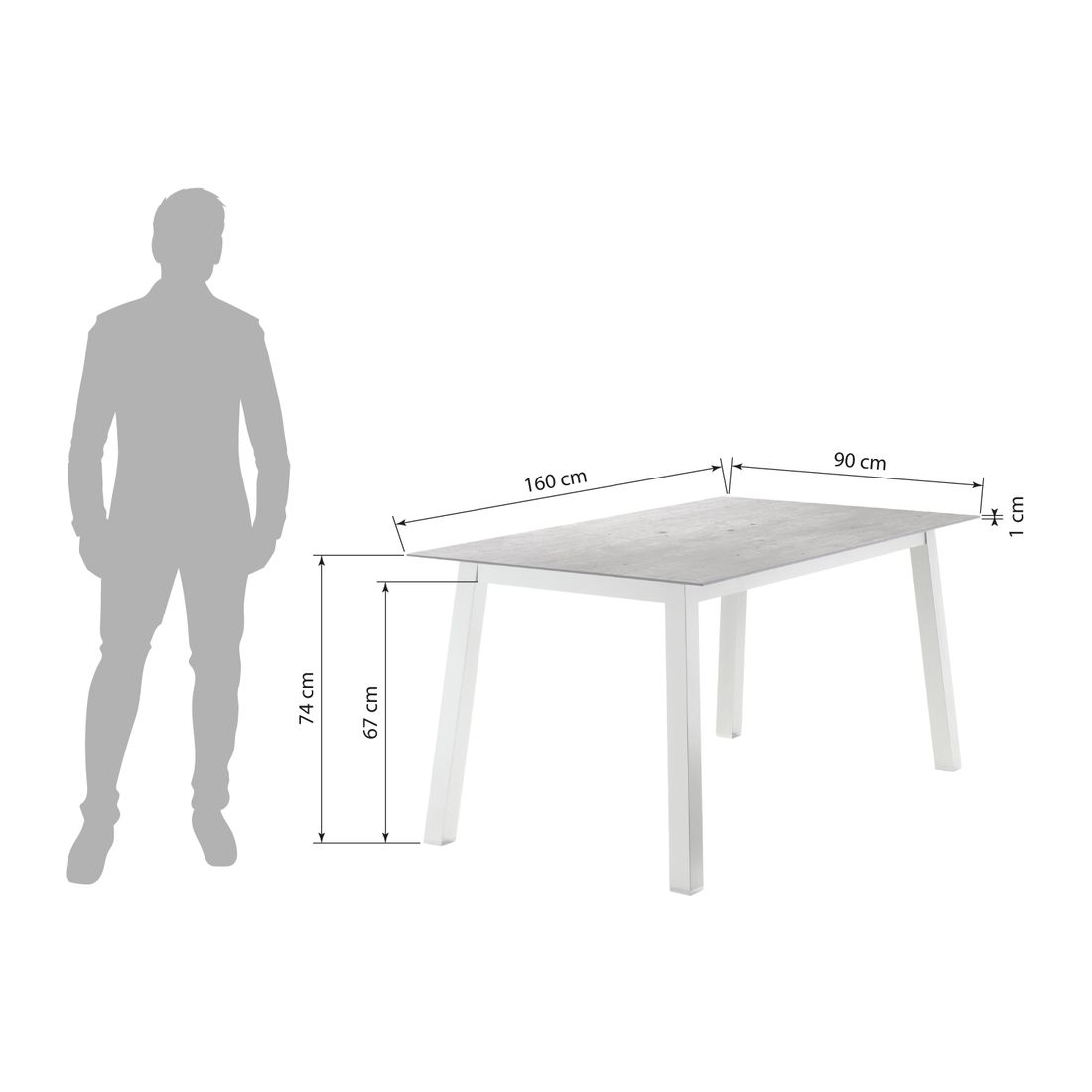 Sieger Gartentisch 160x90cm Quadratrohr Aluminium/Polytec