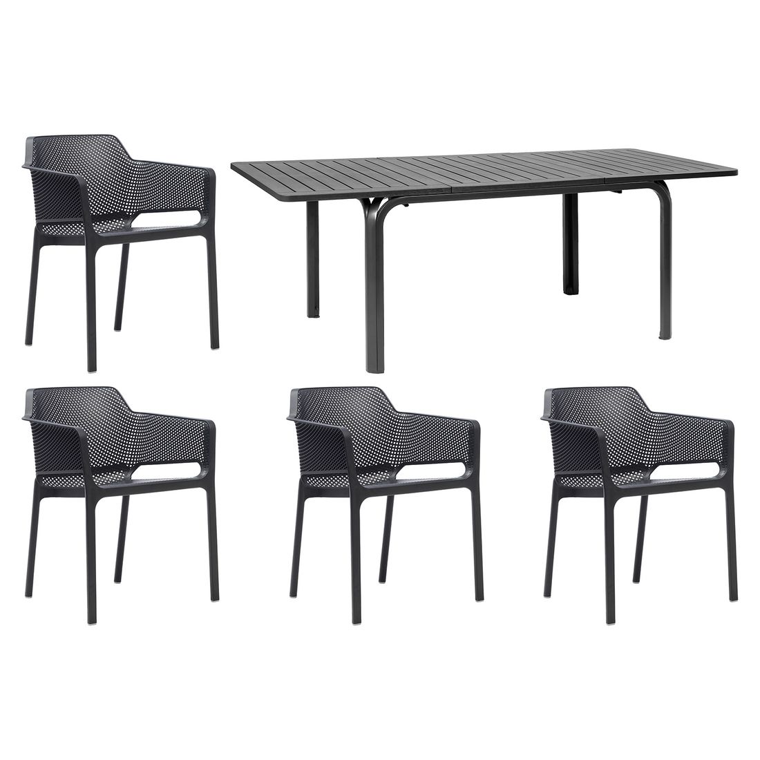 Nardi Net Gartenmöbel-Set M (4 Plätze) Tisch 140/210x100cm