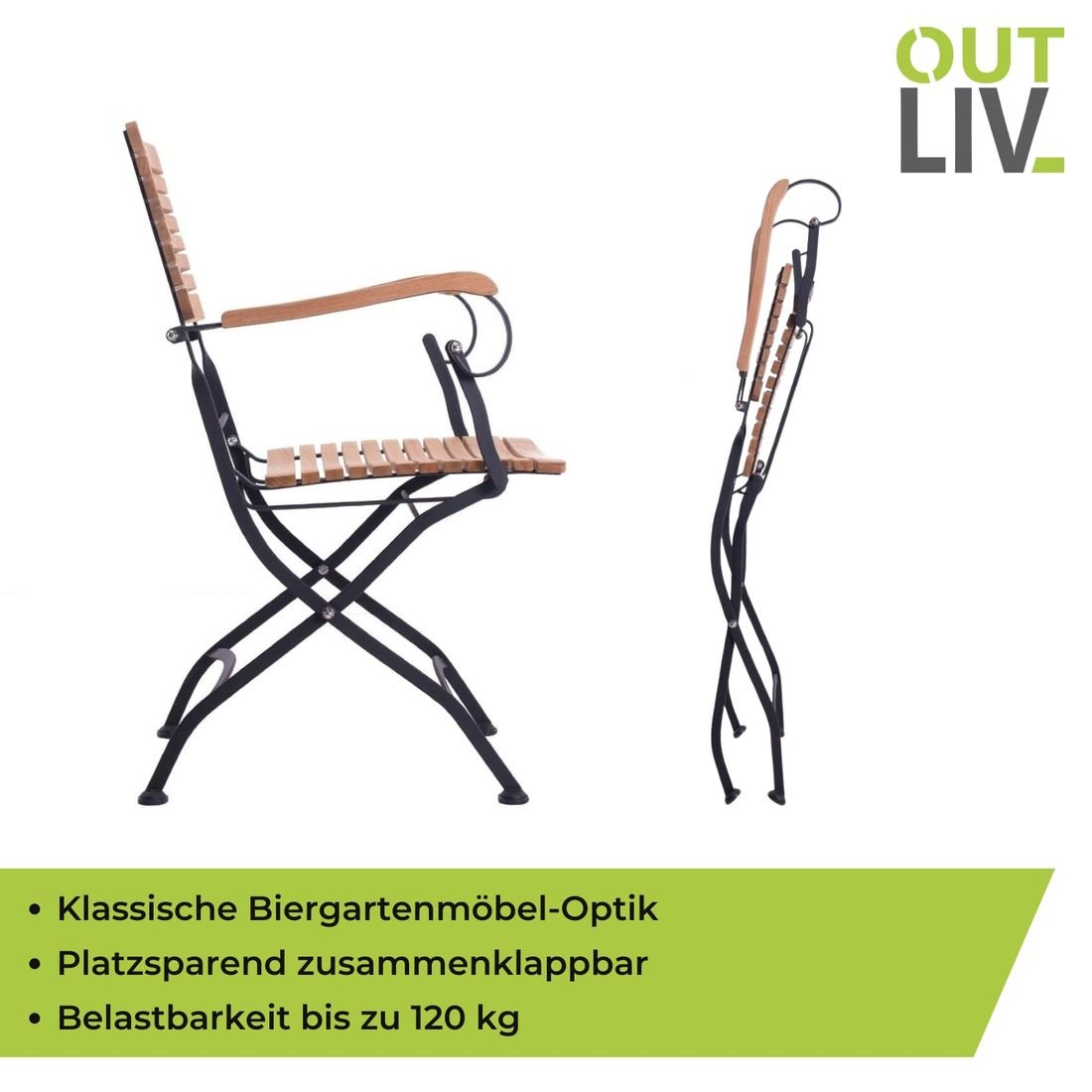 OUTLIV. Lindau Biergartensessel Stahl/Teak