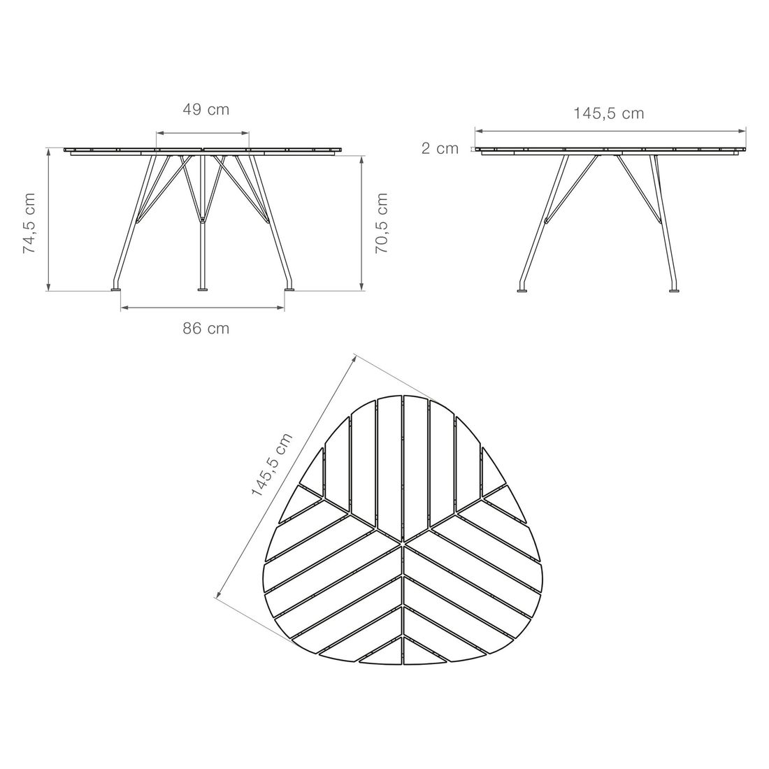 HOUE Leaf Gartentisch 146x146cm Stahl/Bambu