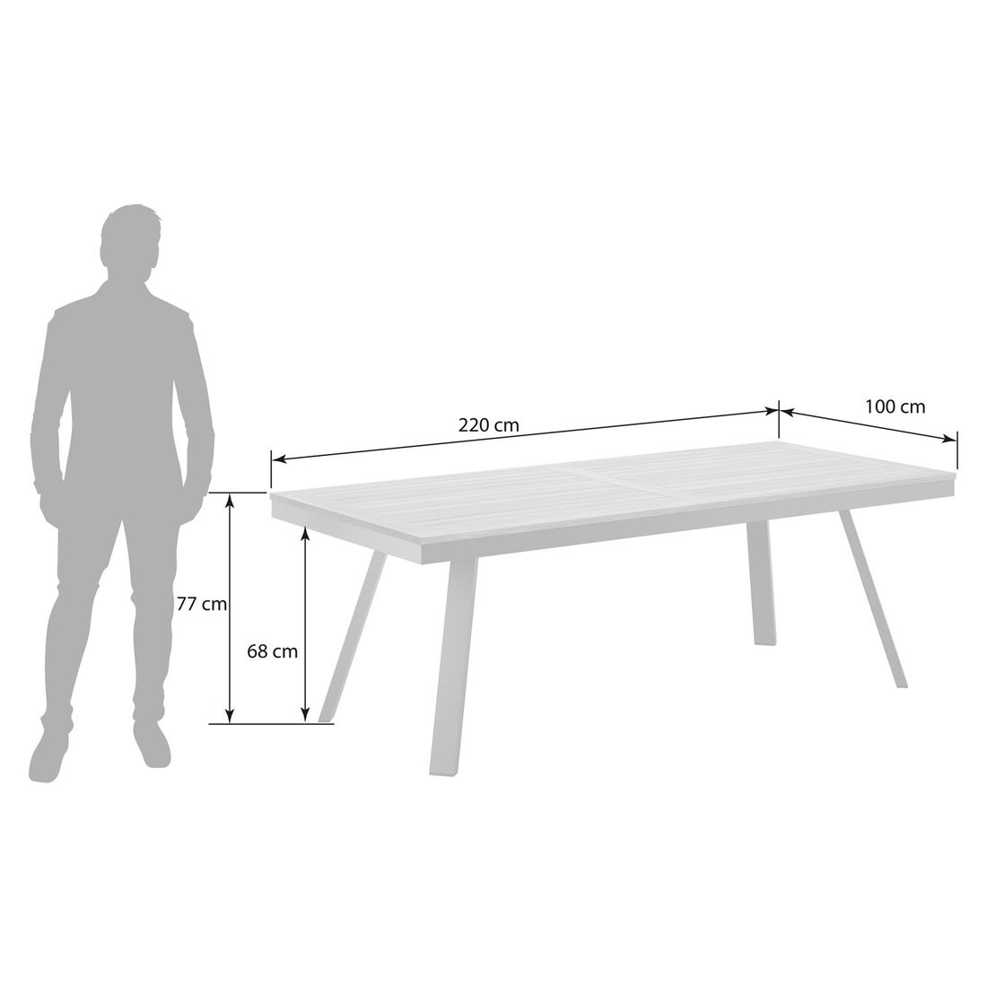 OUTLIV. Gartentisch 220x100cm Aluminium/Teak