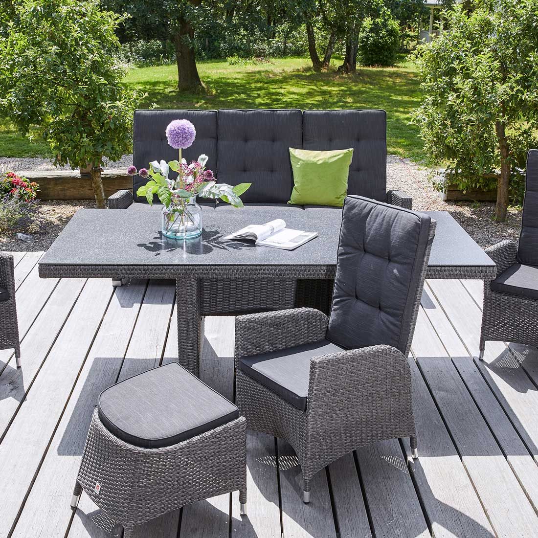 LC Garden Barcelona Gartentisch 200x100cm Geflecht/Glas