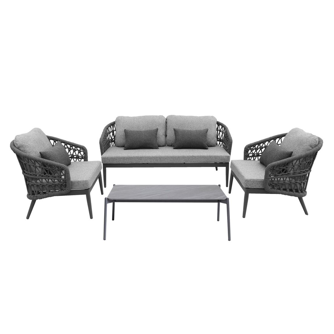Interliving 7013 Loungeset inkl. Loungetisch Aluminium/Rope/Olefin