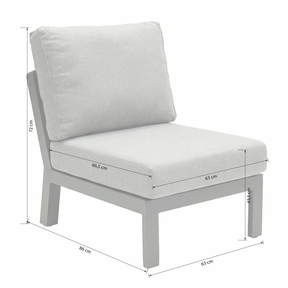 LC Garden Bondino Mittelmodul Aluminium/Polyester
