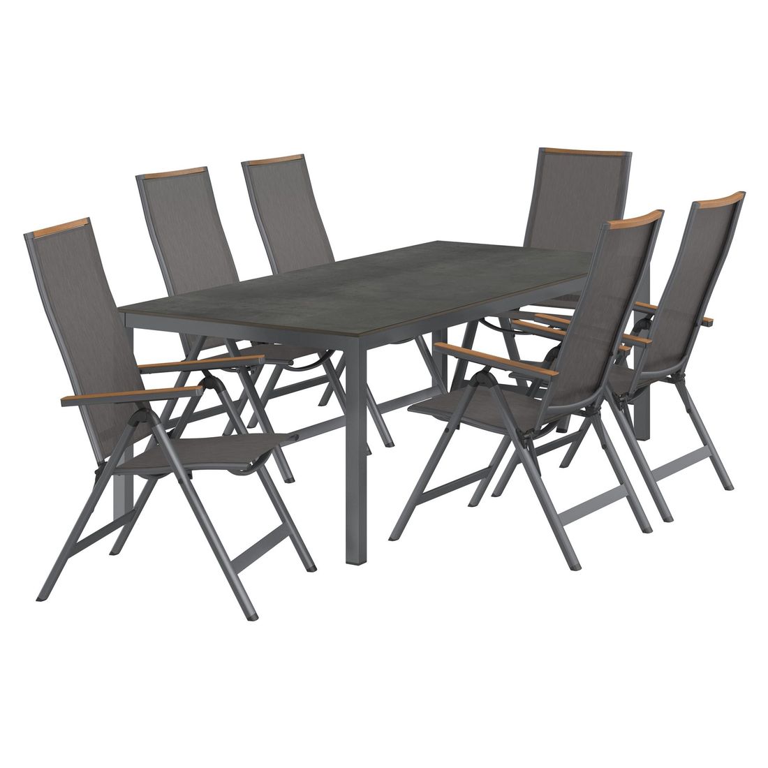 OUTLIV. Jacob Gartenmöbel-Set L verstellbar (6 Plätze) Tisch 220x100cm