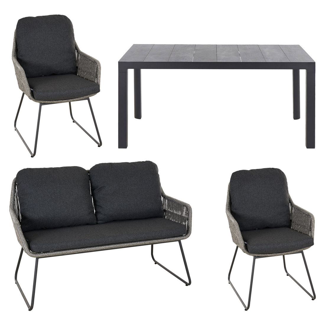 Siena Garden Kansas Gartenmöbel-Set M (4 Plätze) Tisch 160x90cm
