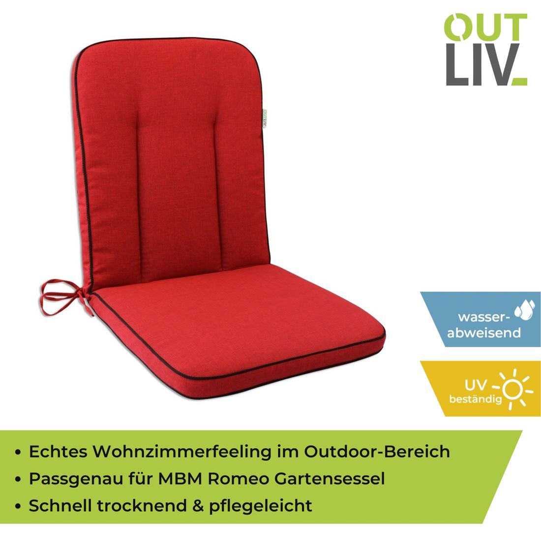 OUTLIV. Romeo Gartenstuhlauflage Niedriglehner 40x90cm Olefin