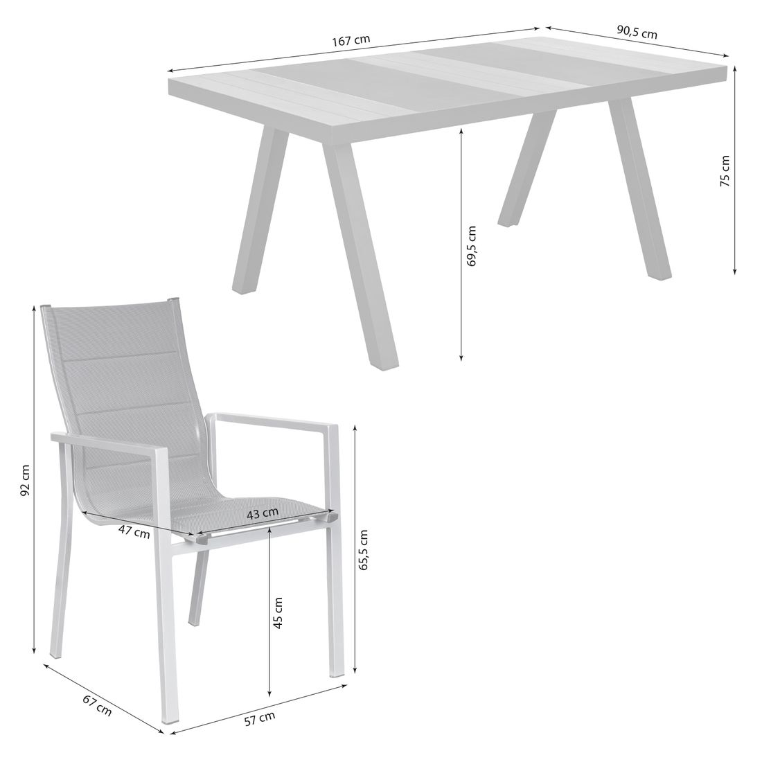 LC Garden Unicamo Gartenmöbel-Set M (4 Plätze) Tisch 167x90,5cm