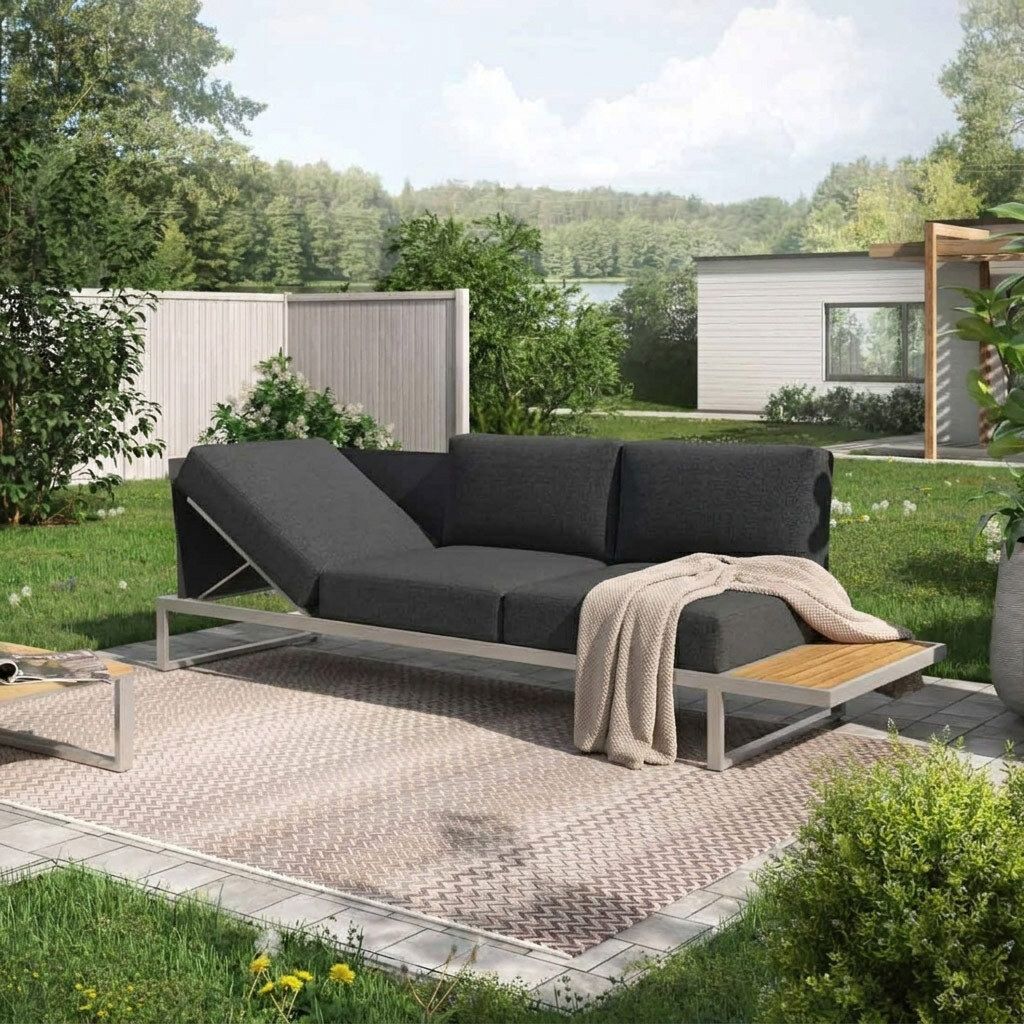 OUTLIV. Capri Gartenloungesofa verstellbar Edelstahl/Polyester