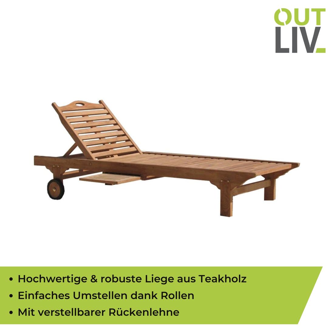 OUTLIV. Fania Gartenliege Eco-Teak recycelt mit Sideboard