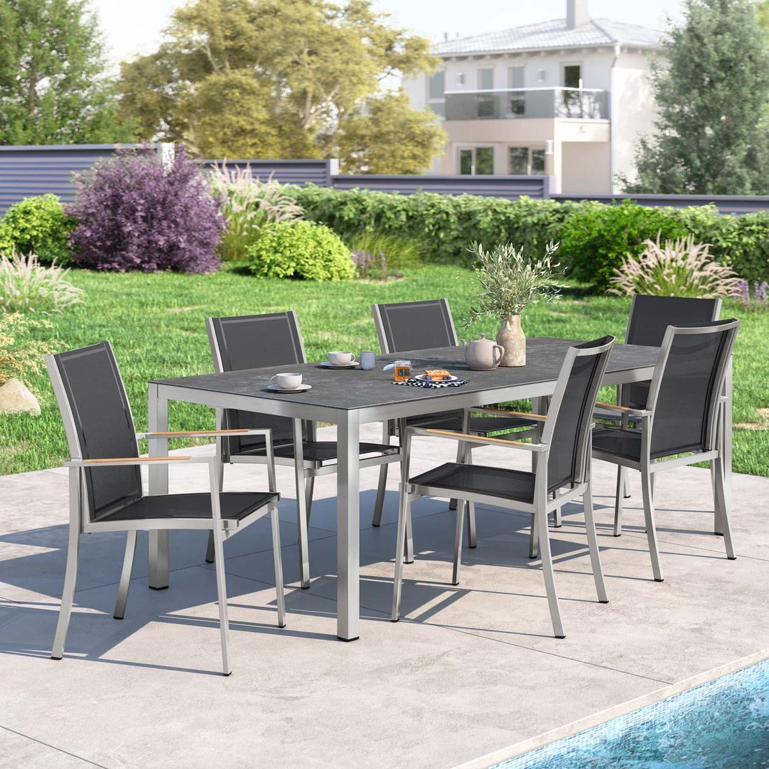 OUTLIV. Oviedo Gartenmöbel-Set 7-tlg. Tisch 220x100cm