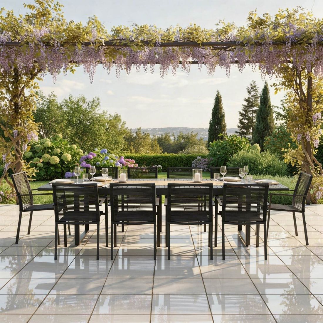 Siena Garden Bologna Gartenmöbel-Set XXL (10 Plätze) mit OUTLIV. Tisch 200/320x100,5cm