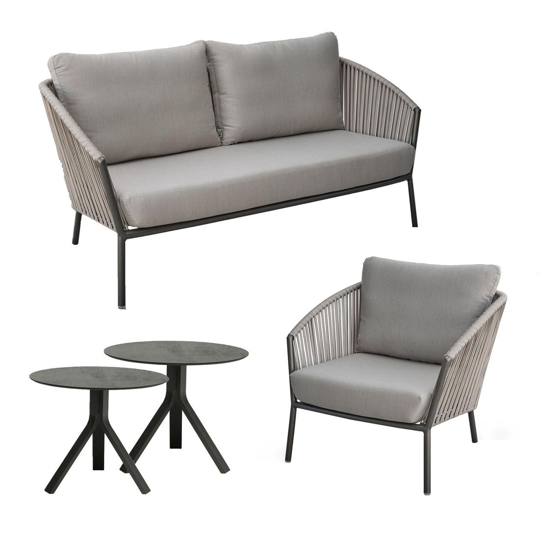 Stern Cliff Loungeset inkl. Beistelltische Aluminium/Rope/Polyacryl