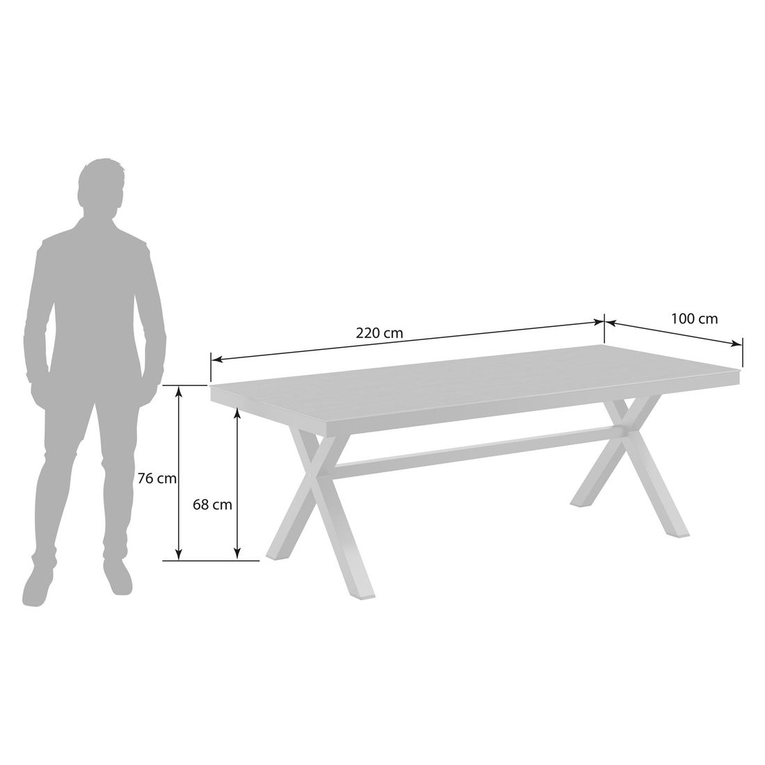 OUTLIV. Gartentisch 220x100cm Aluminium/Dekton